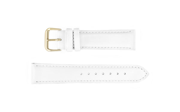 Men's White Smooth Padded Leather Watch Strap