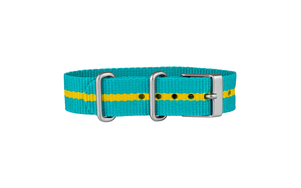 TIMEX Weekender 16mm Womens Turquoise & Lemon Stripe Nylon Watch Strap