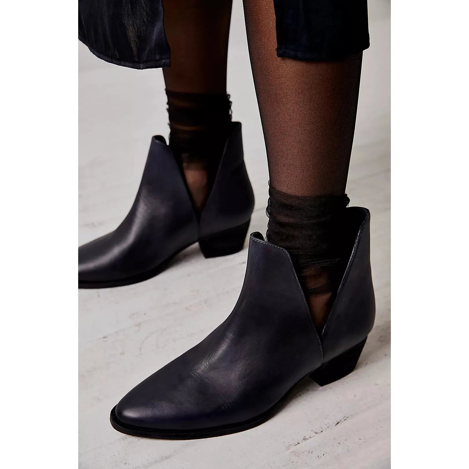 Free people back strap ankle leather boots
