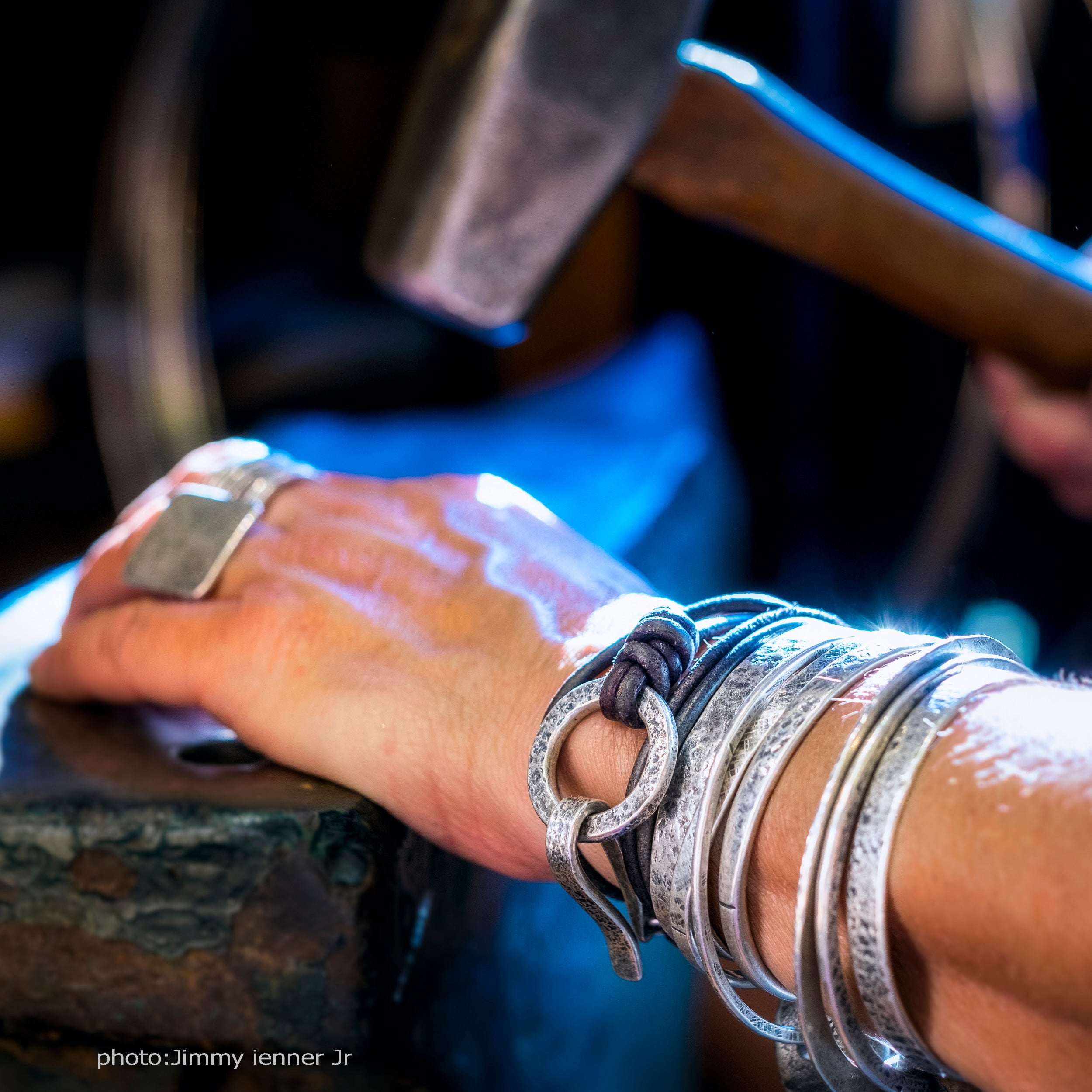 thick silver bracelet