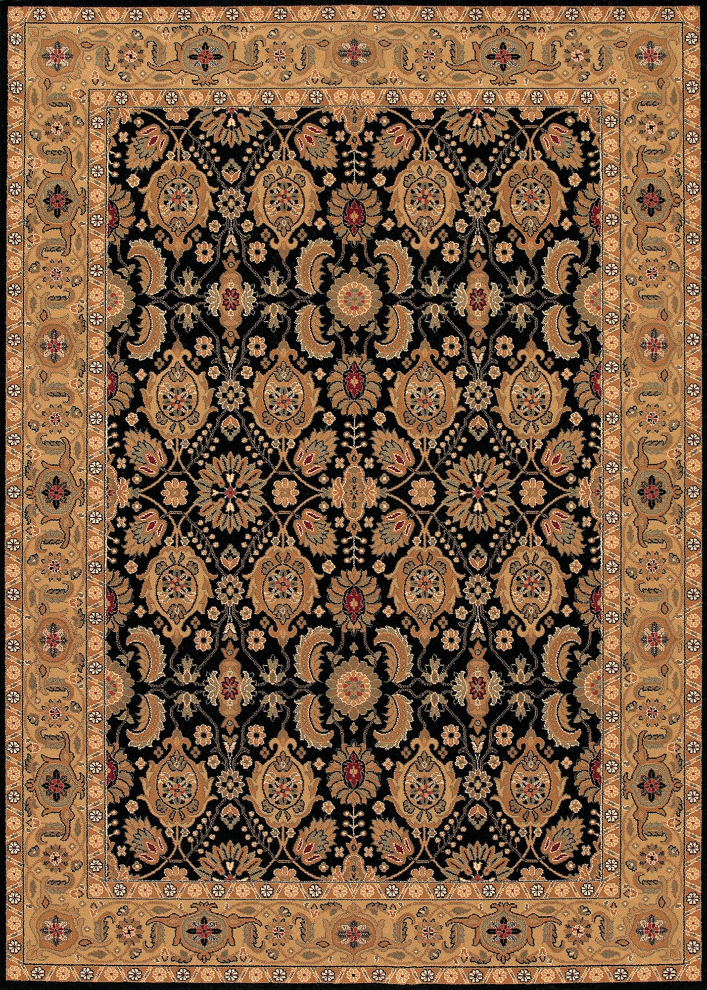 Couristan Royal Kashimar All Over Vase Black Deep Maple Area Rug