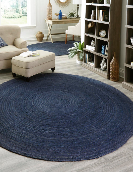 Unique Loom Braided Jute MGN-5-7-8 Navy Blue Area Rug – Incredible Rugs and  Decor