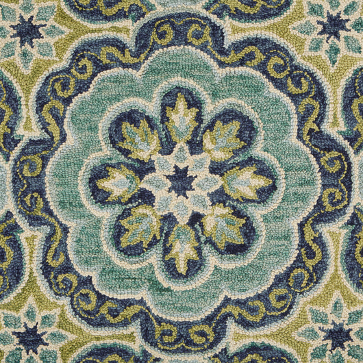 LR Home Bella Sage Green/Blue 7 ft. 3 in. Round Eclectic Hand-Tufted Floral  100% Wool Round Area Rug 5288A2590D3048 - The Home Depot