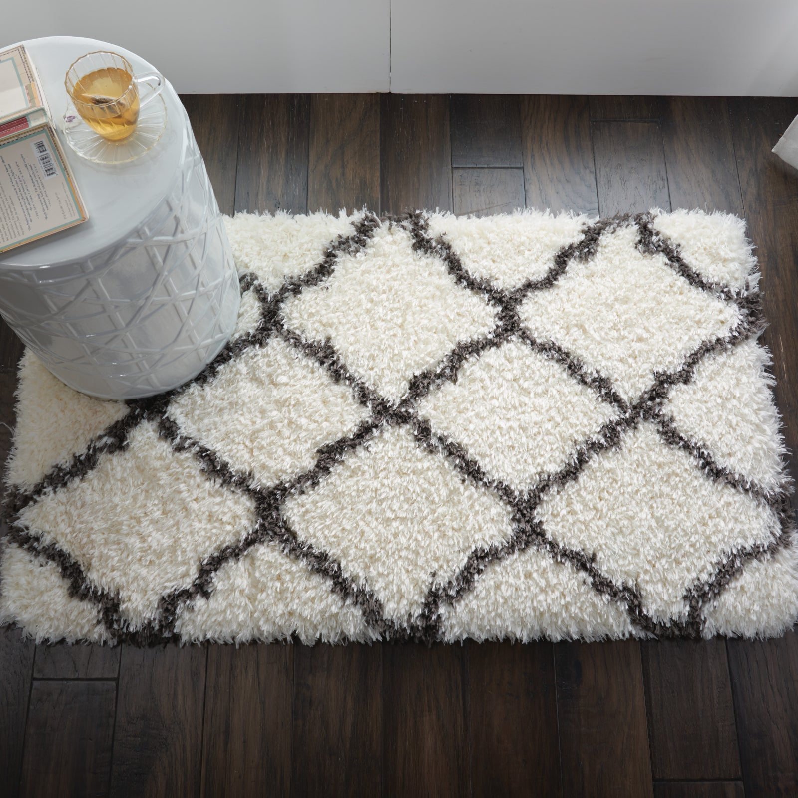 Nourison Ultra Plush Shag ULP02 Ivory/Charcoal Area Rug – Incredible ...