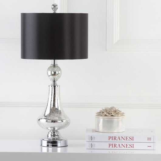 Safavieh Mercury Crackle Glass Table Lamp/Black Satin Shade