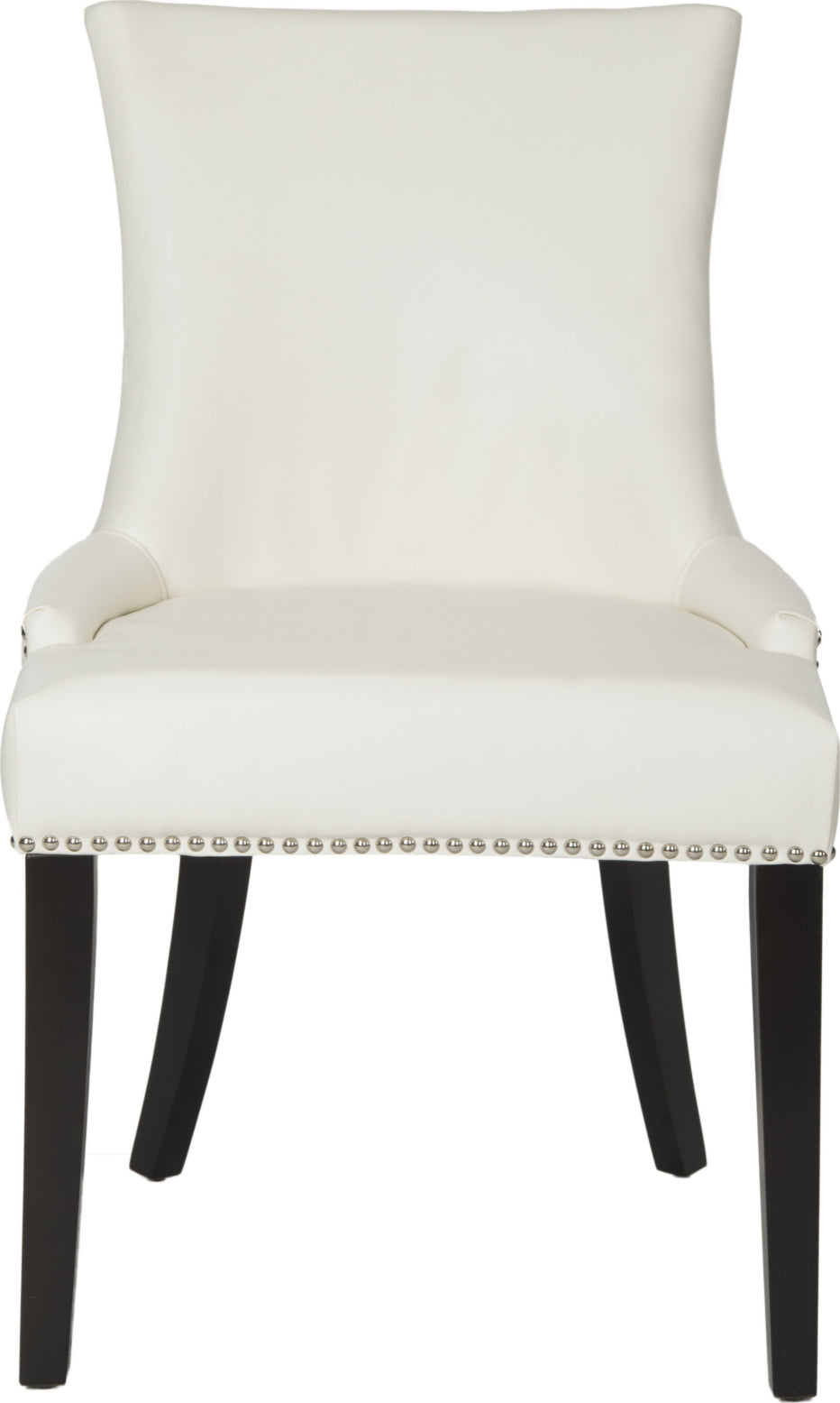 white leather chair with nailheads