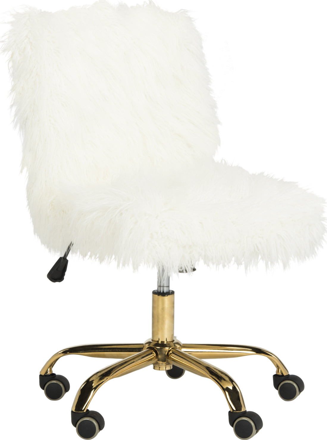 Safavieh Whitney Faux Sheepskin Gold Leg Swivel Office Chair White   S Safavieh Och4505b Side 