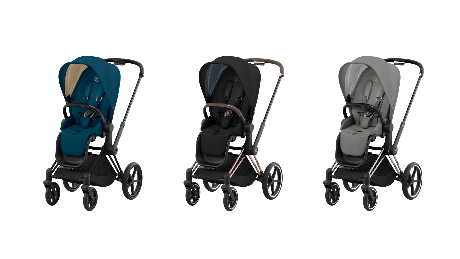 3 different colors of Cybex Priam4