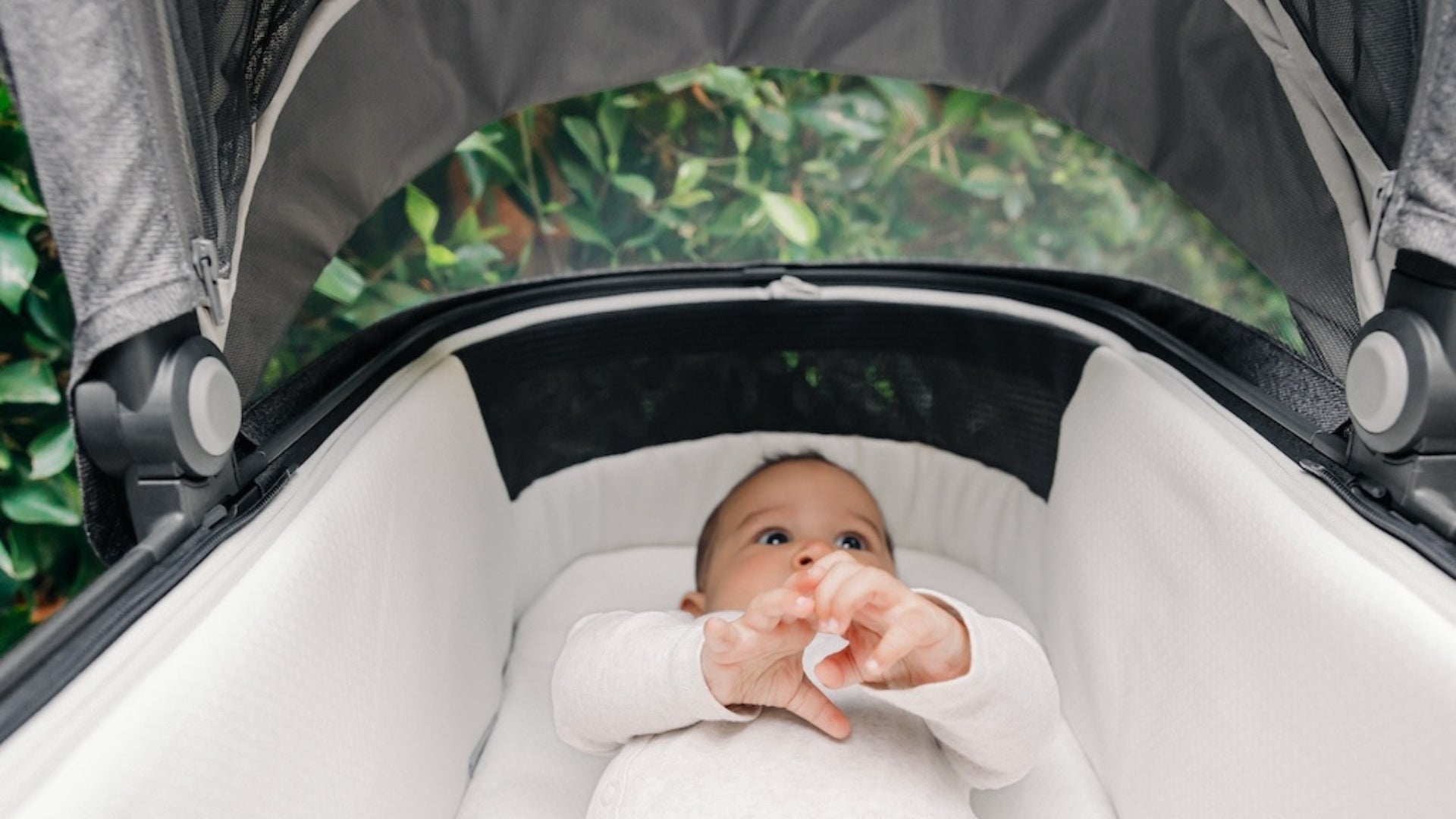 baby in UPPAbaby Bassinet V3