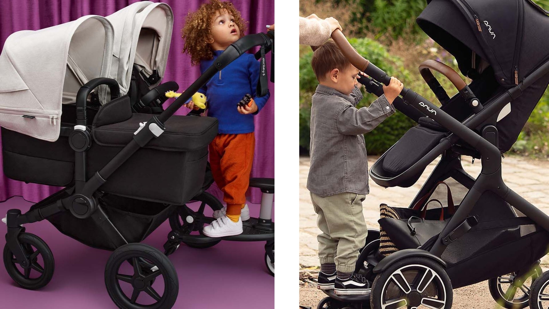 Bugaboo Donkey5 vs. Nuna Demi Next with Ride-on-board