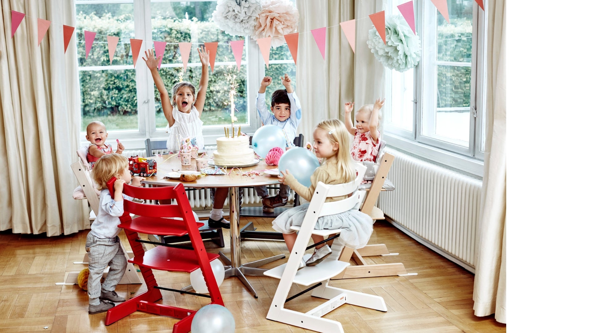 Stokke Tripp Trapps all around a birthday party table
