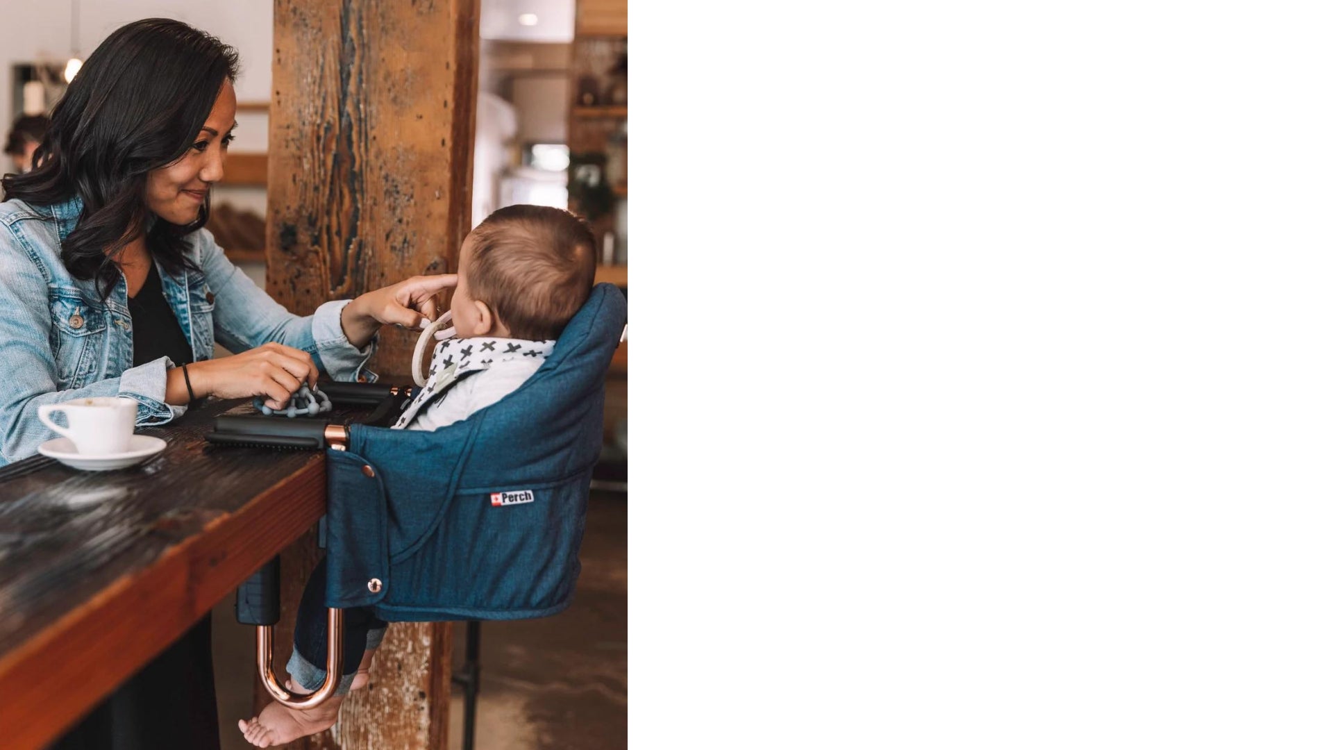 baby in guzzie+Guss Perch high chair