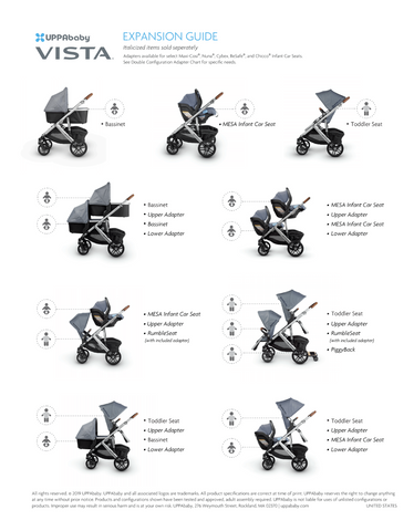 uppababy vista double seat configurations