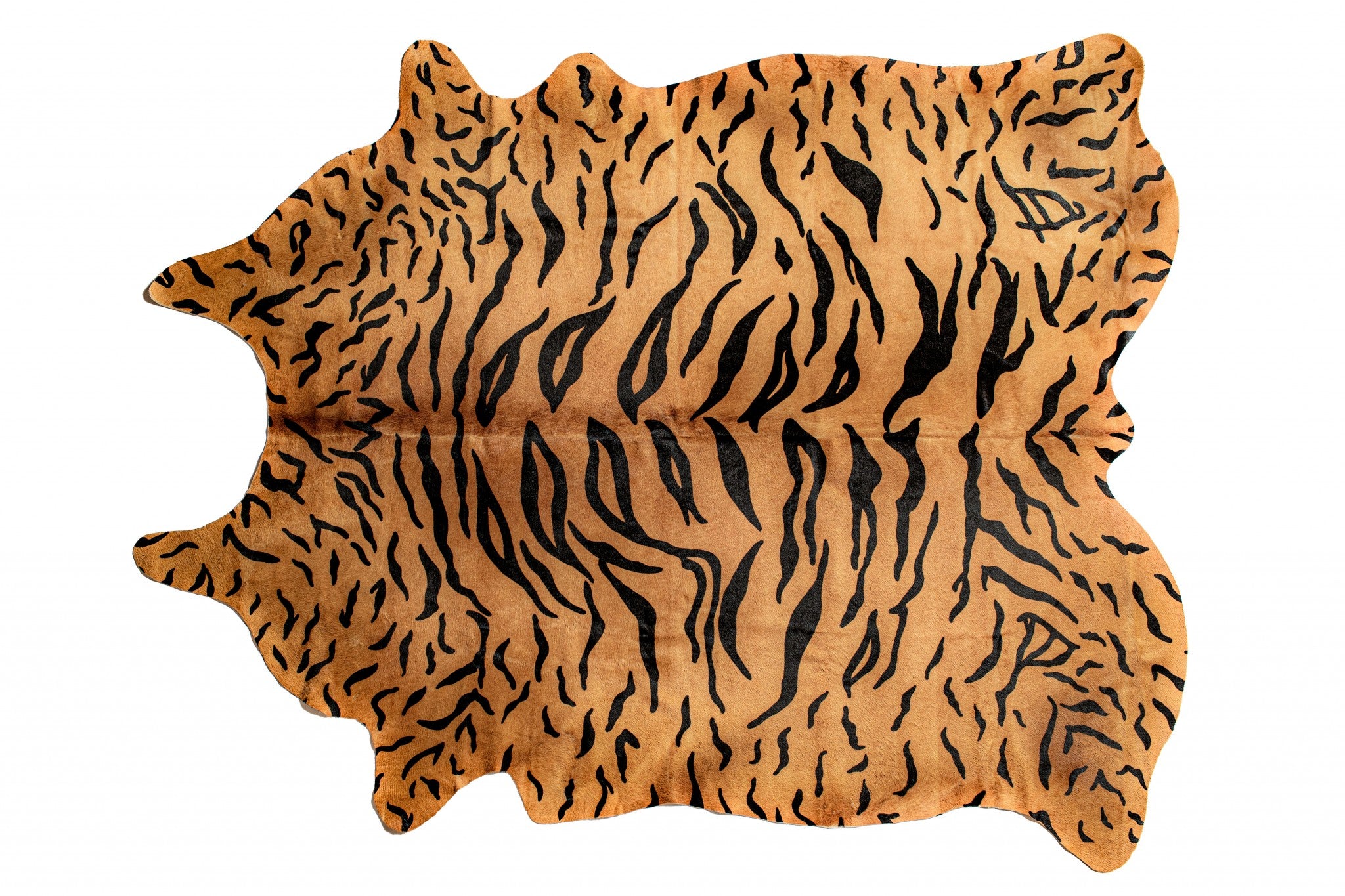 72" X 84" Tiger Black On Natural Cowhide  Rug 72" X 84" Tiger Black On