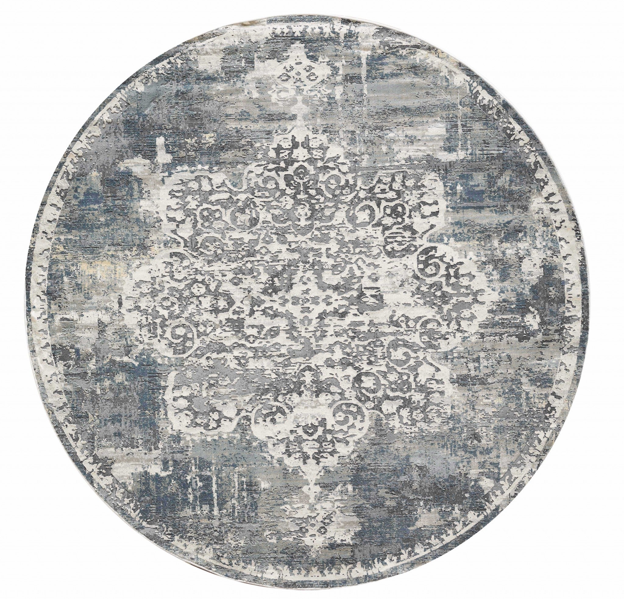 7' Round Polyester Ivory Area Rug 7' Round Polyester Ivory Area Rug