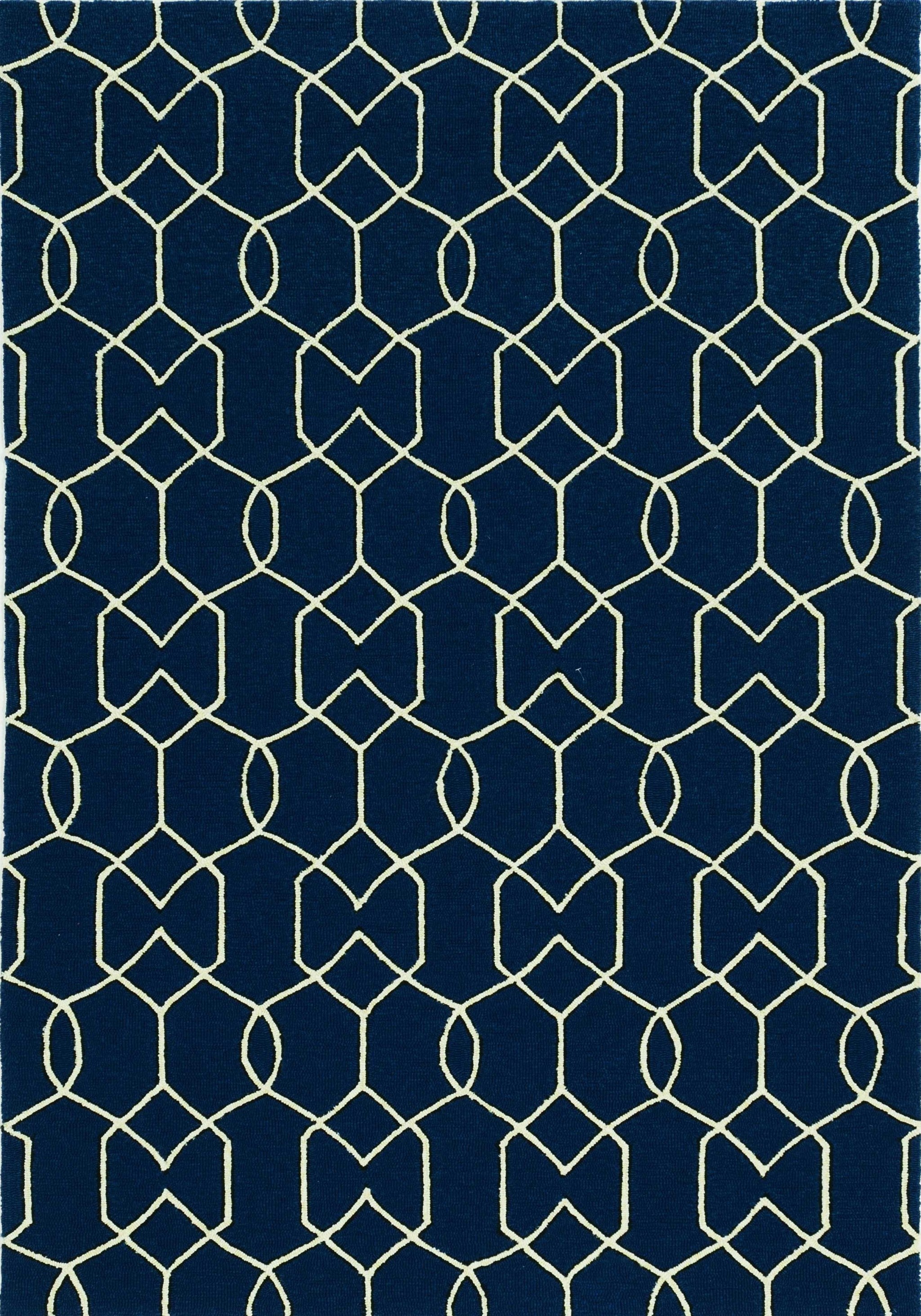 5' X 7' Navy Geometric Trellis Uv Treated Indoor Area Rug 5' X 7' Navy