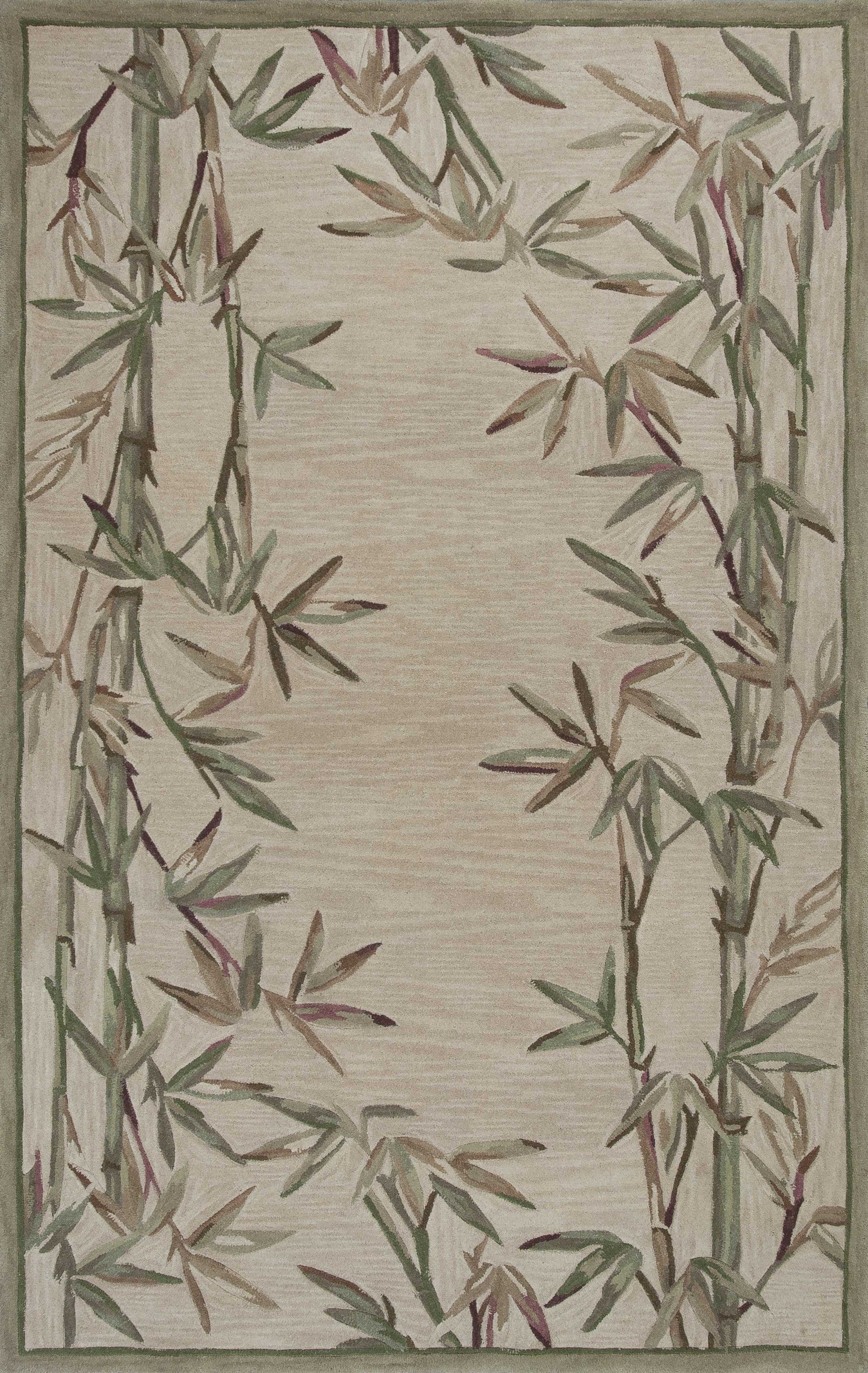 9'X12' Ivory Hand Tufted Bordered Bamboo Indoor Area Rug 9'X12' Ivory Hand