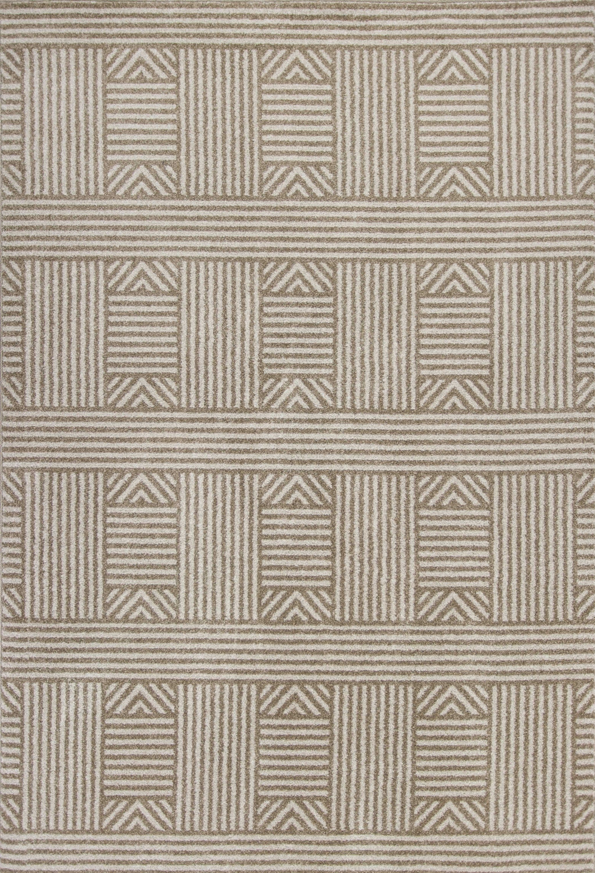 7' X 9' Beige Geometric Lines Uv Treated Indoor Area Rug 7' X 9' Beige