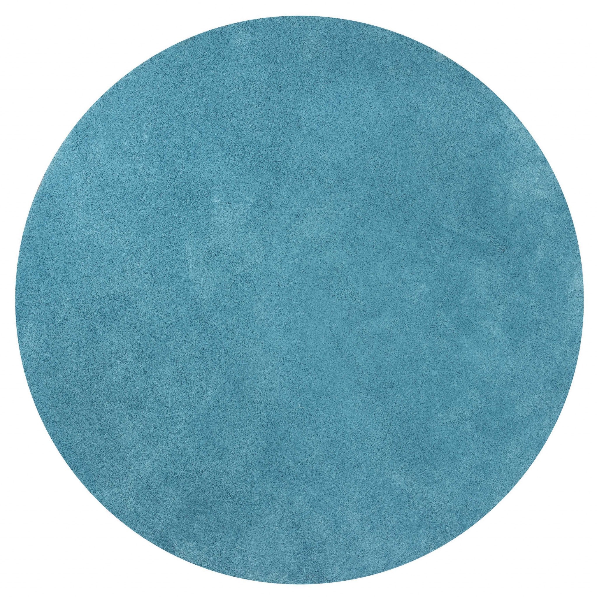 6' Highlighter Blue Round Indoor Shag Rug 6' Highlighter Blue Round Indoor