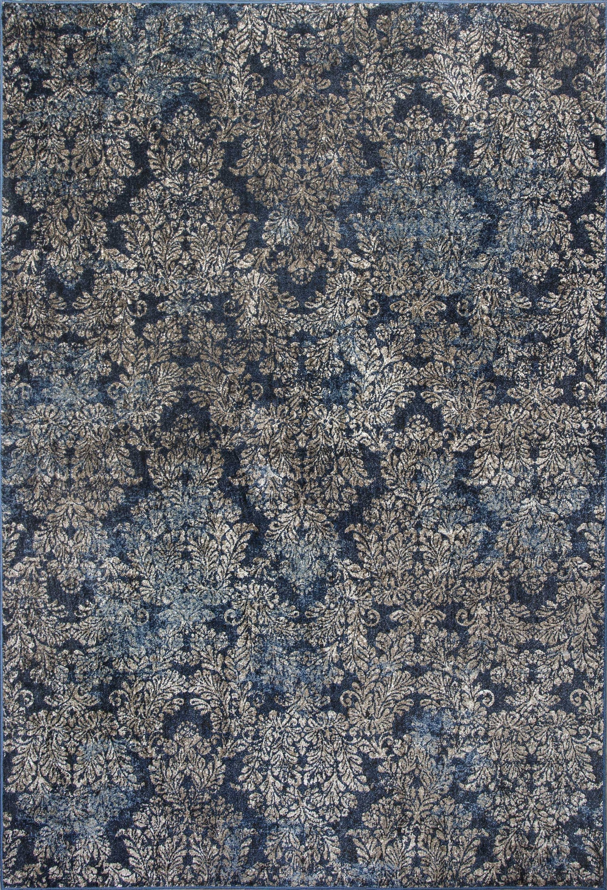 5'X8' Slate Blue Machine Woven Damask Indoor Area Rug 5'X8' Slate Blue