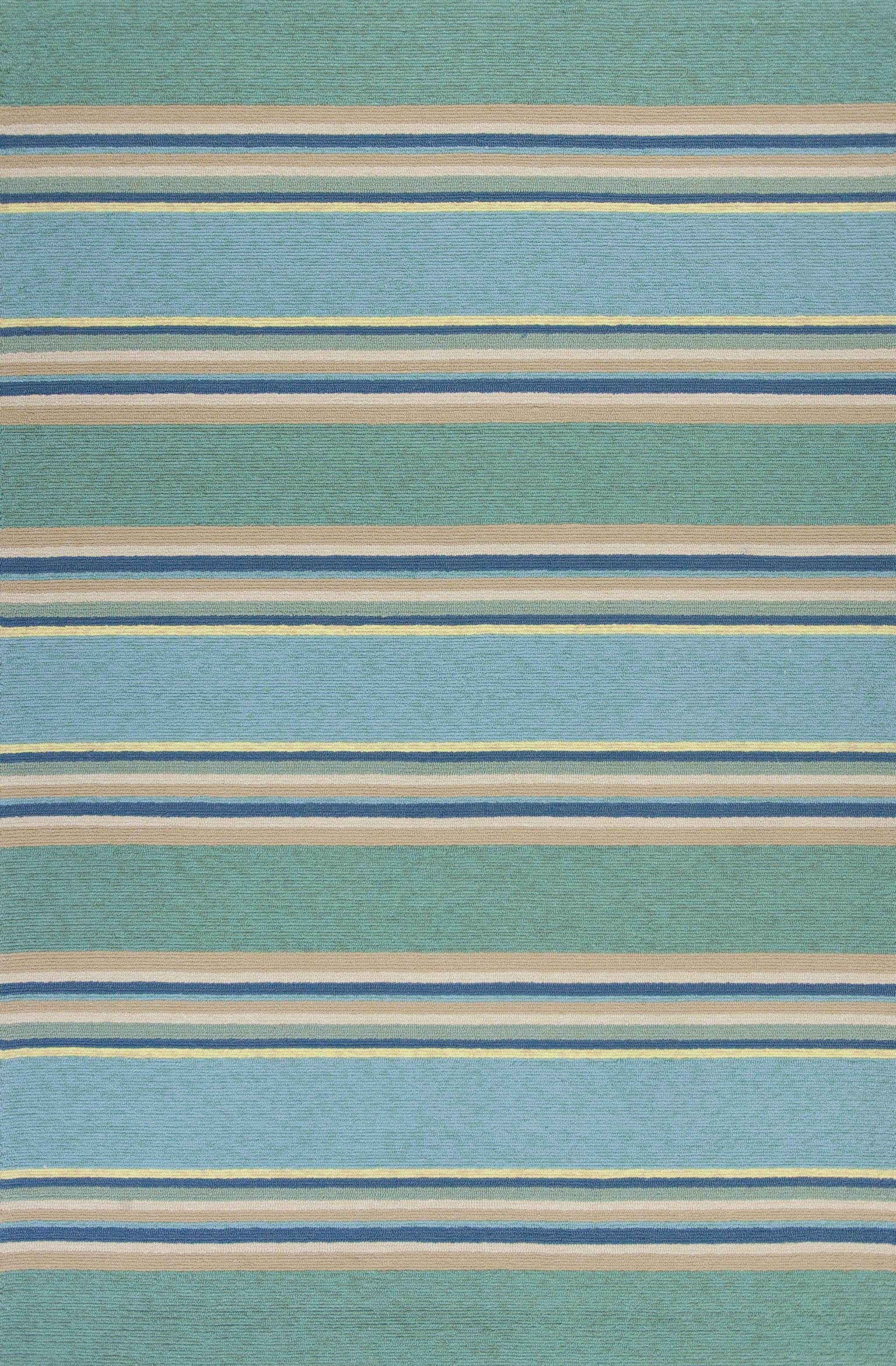 5' X 7' Ocean Stripes Uv Treated Indoor Outdoor Area Rug 5' X 7' Ocean