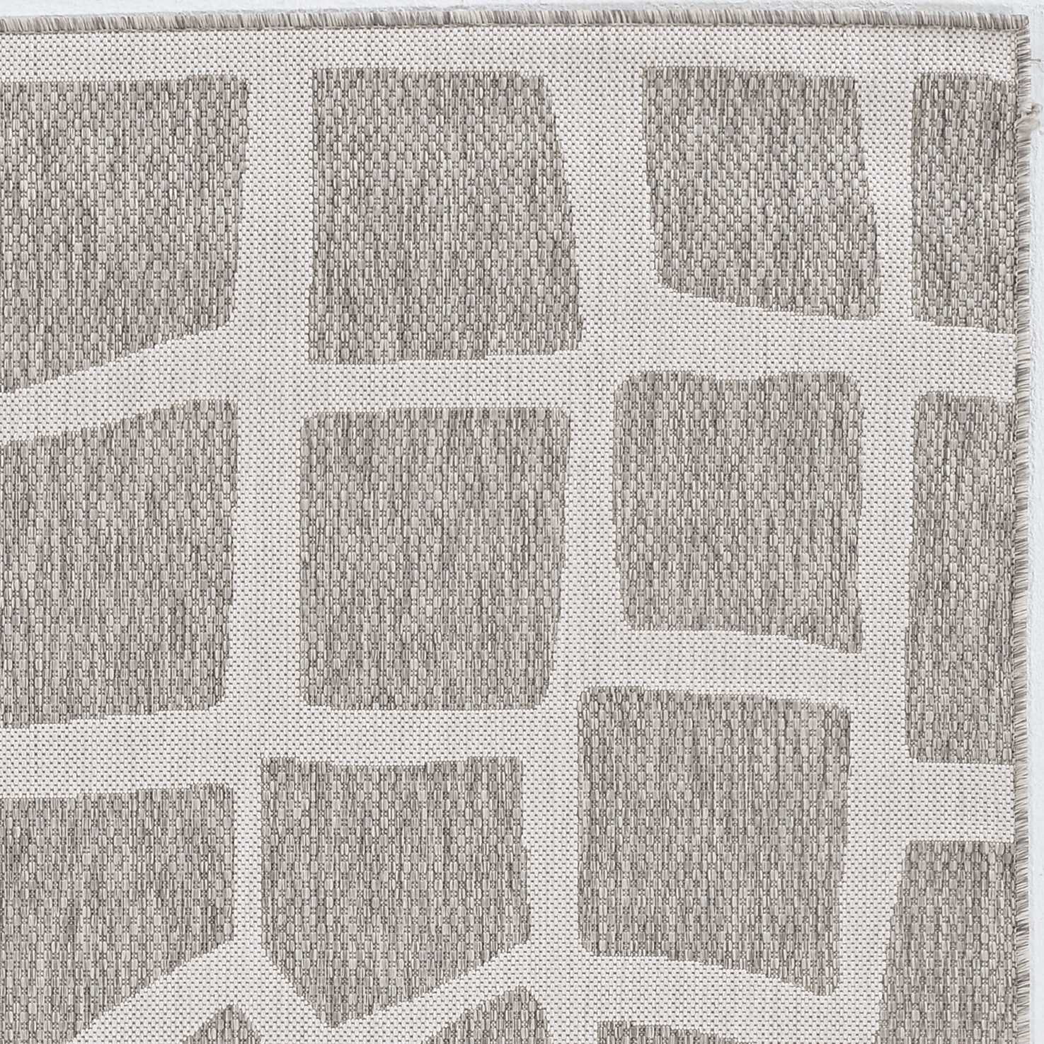 8' Round Ivory Or Grey Abstract Tiles Indoor Outdoor Area Rug 8' Round