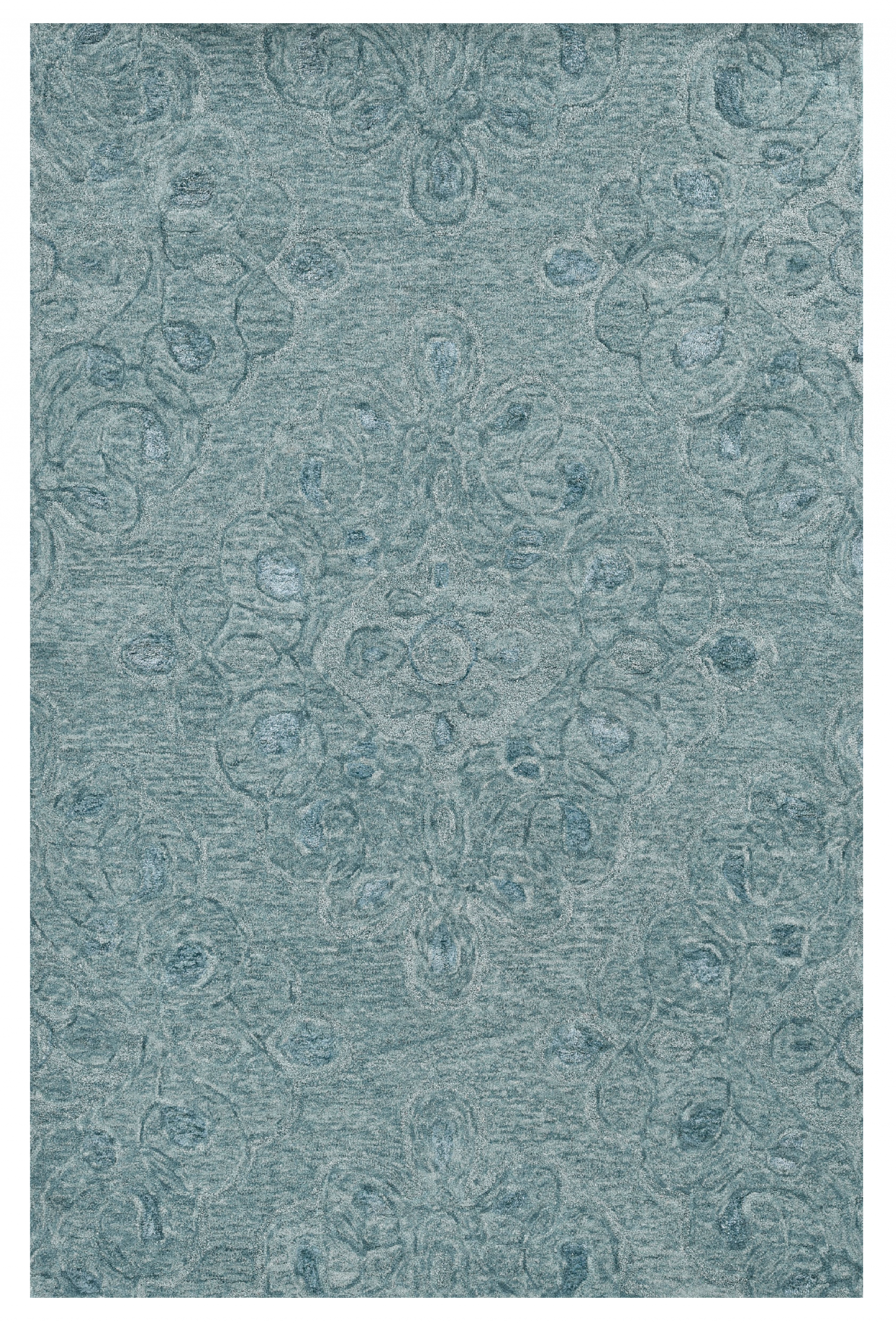 5'X7' Seafoam Blue Hand Tufted Floral Indoor Area Rug 5'X7' Seafoam Blue