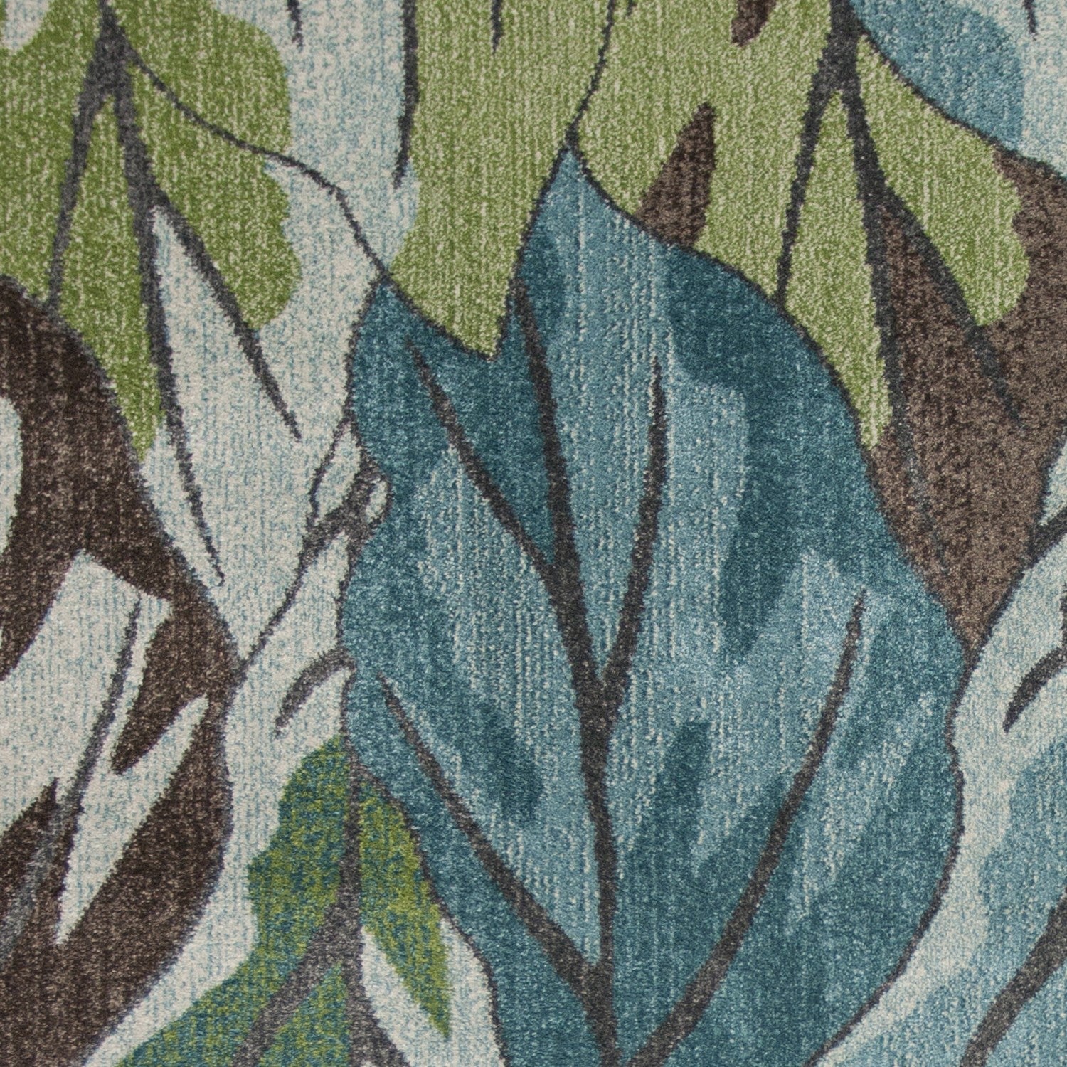 5' X 8' Blue Tropical Leaves Indoor Area Rug 5' X 8' Blue Tropical Leaves