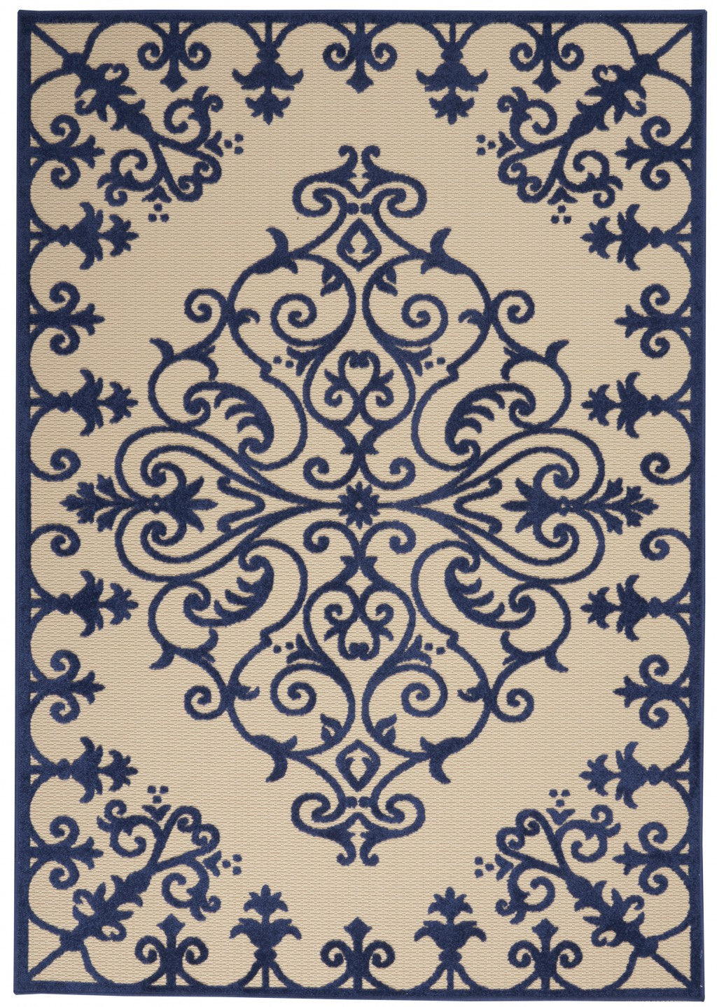 5鈥 X 8鈥 Navy Medallion Indoor Outdoor Area Rug 5鈥 X 8鈥 Navy Medallion