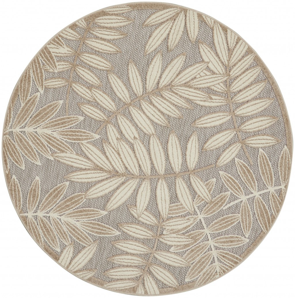 5鈥 Round Natural Leaves Indoor Outdoor Area Rug 5鈥 Round Natural Leaves