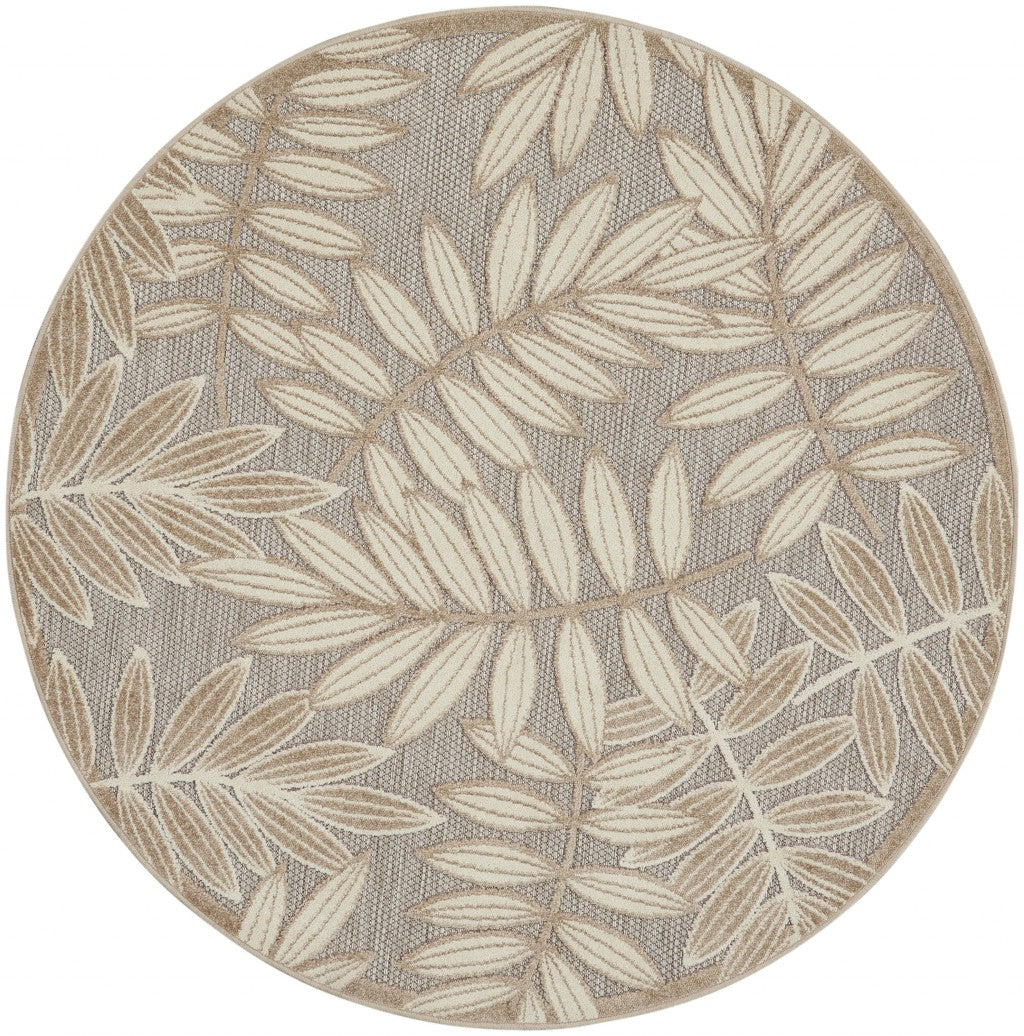 8鈥 Round  Natural Leaves Indoor Outdoor Area Rug 8鈥 Round  Natural Leaves