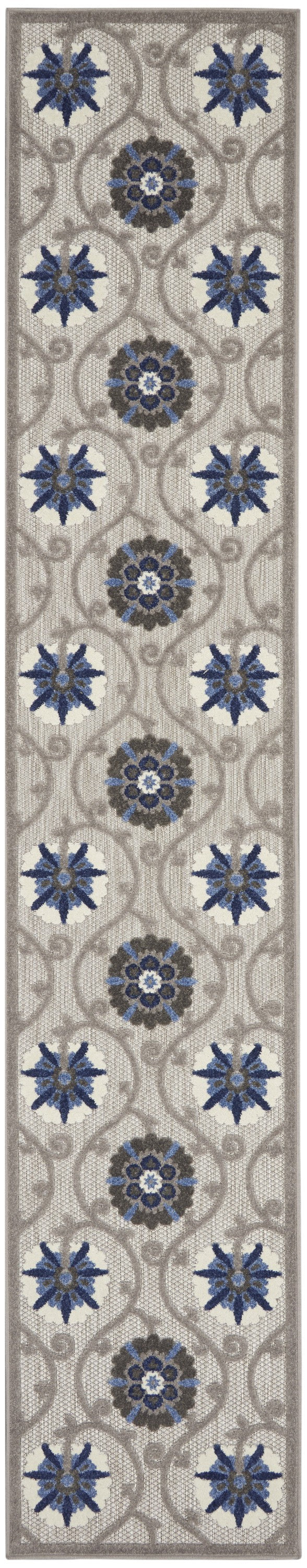 2鈥 X 12鈥 Gray And Blue Indoor Outdoor Runner Rug 2鈥 X 12鈥 Gray And Blue