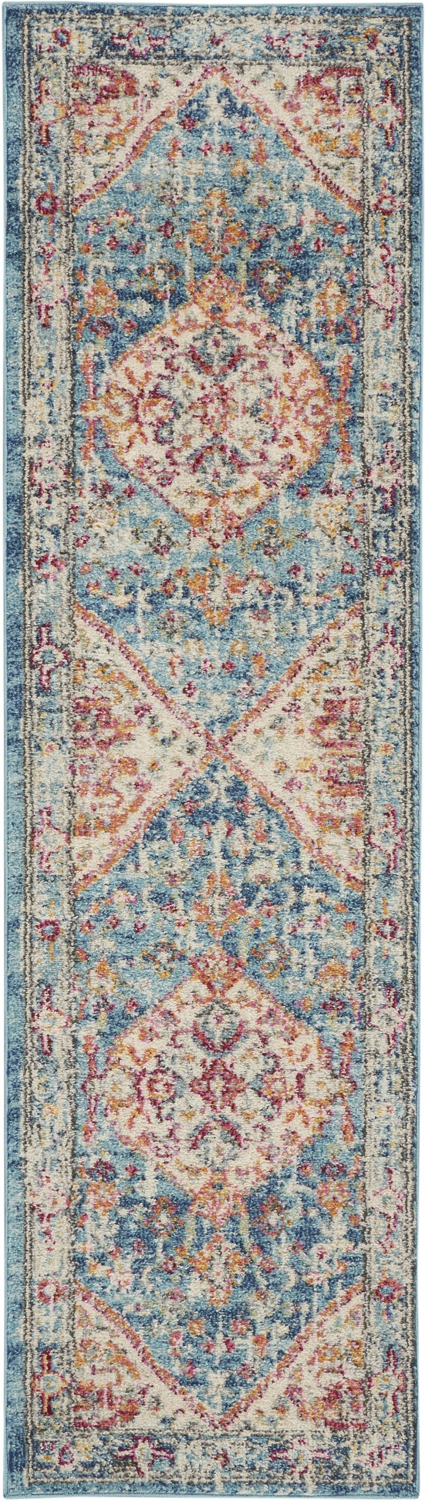 2鈥 X 8鈥 Ivory And Light Blue Distressed Runner Rug 2鈥 X 8鈥 Ivory And Light