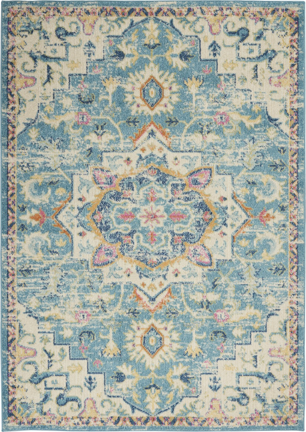 4鈥 X 6鈥 Light Blue And Ivory Distressed Area Rug 4鈥 X 6鈥 Light Blue And