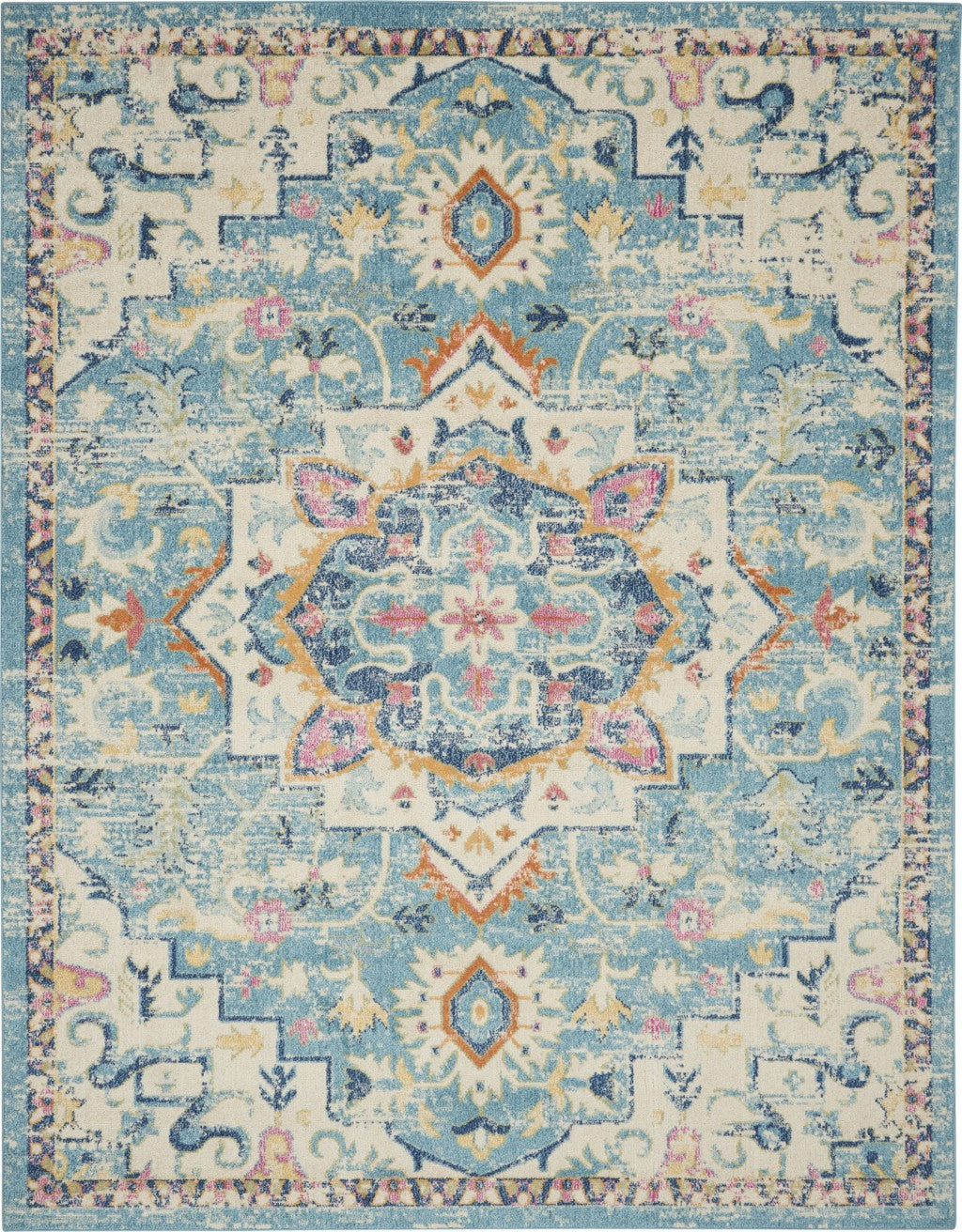 8鈥 X 10鈥 Light Blue And Ivory Distressed Area Rug 8鈥 X 10鈥 Light Blue And