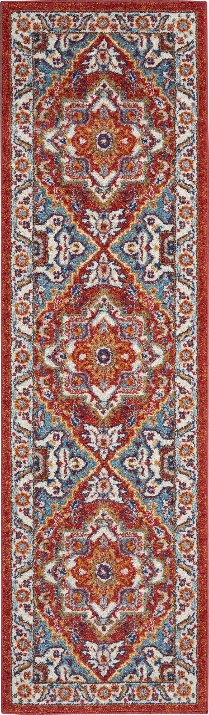 2鈥 X 8鈥 Red And Ivory Medallion Runner Rug 2鈥 X 8鈥 Red And Ivory Medallion