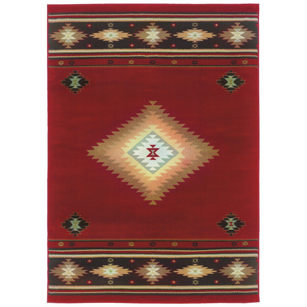 10鈥 X 13鈥 Red And Beige Ikat Pattern Area Rug 10鈥 X 13鈥 Red And Beige Ikat