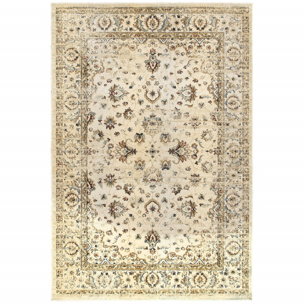 7鈥 X 10鈥 Ivory And Gold Distressed Indoor Area Rug 7鈥 X 10鈥 Ivory And Gold