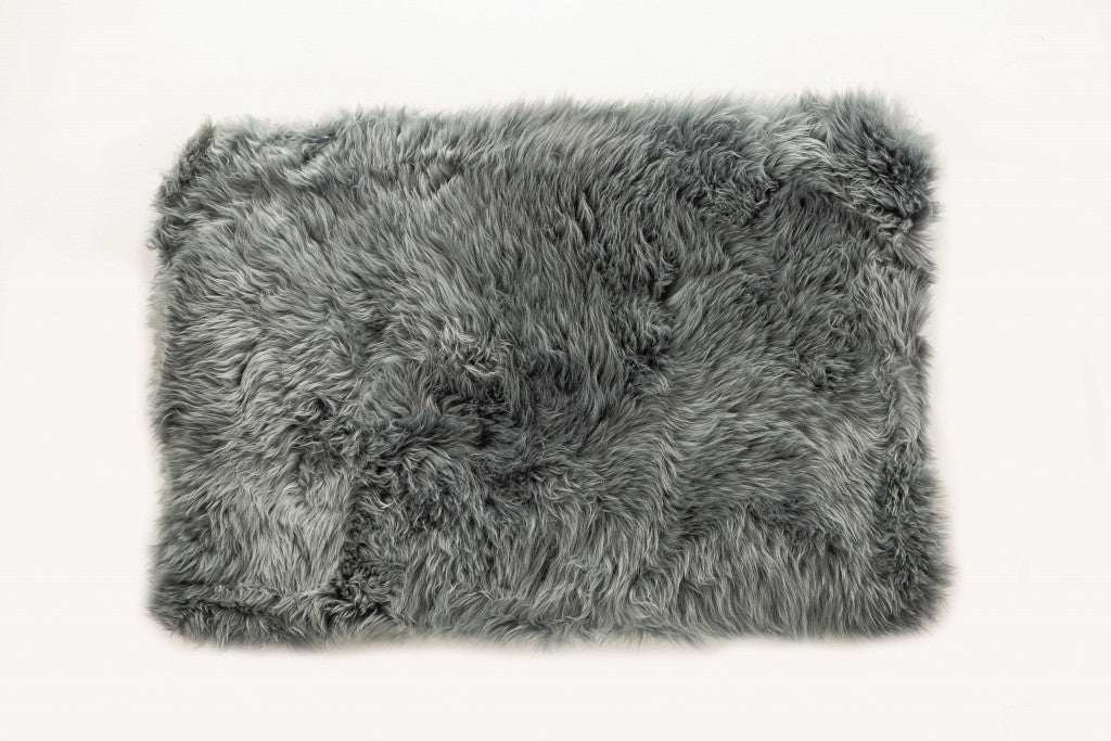 2' X 5' Gray Natural Rectangular Sheepskin Area Rug 2' X 5' Gray Natural