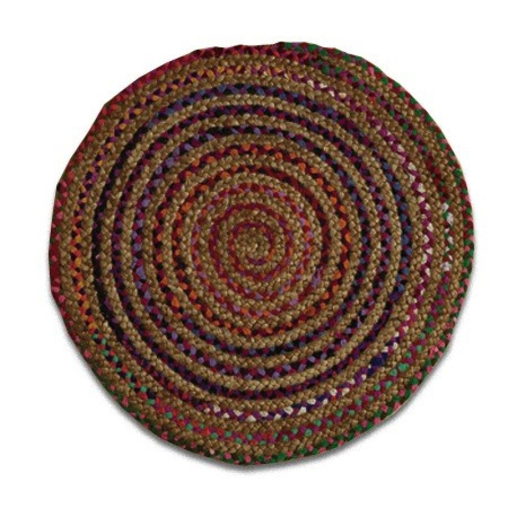 3'  Round Multicolor Bohemian Braided Rug 3'  Round Multicolor Bohemian