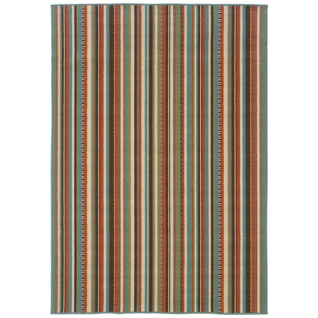 2鈥橷4鈥 Green And Brown Striped Indoor Outdoor Scatter Rug 2鈥橷4鈥 Green And