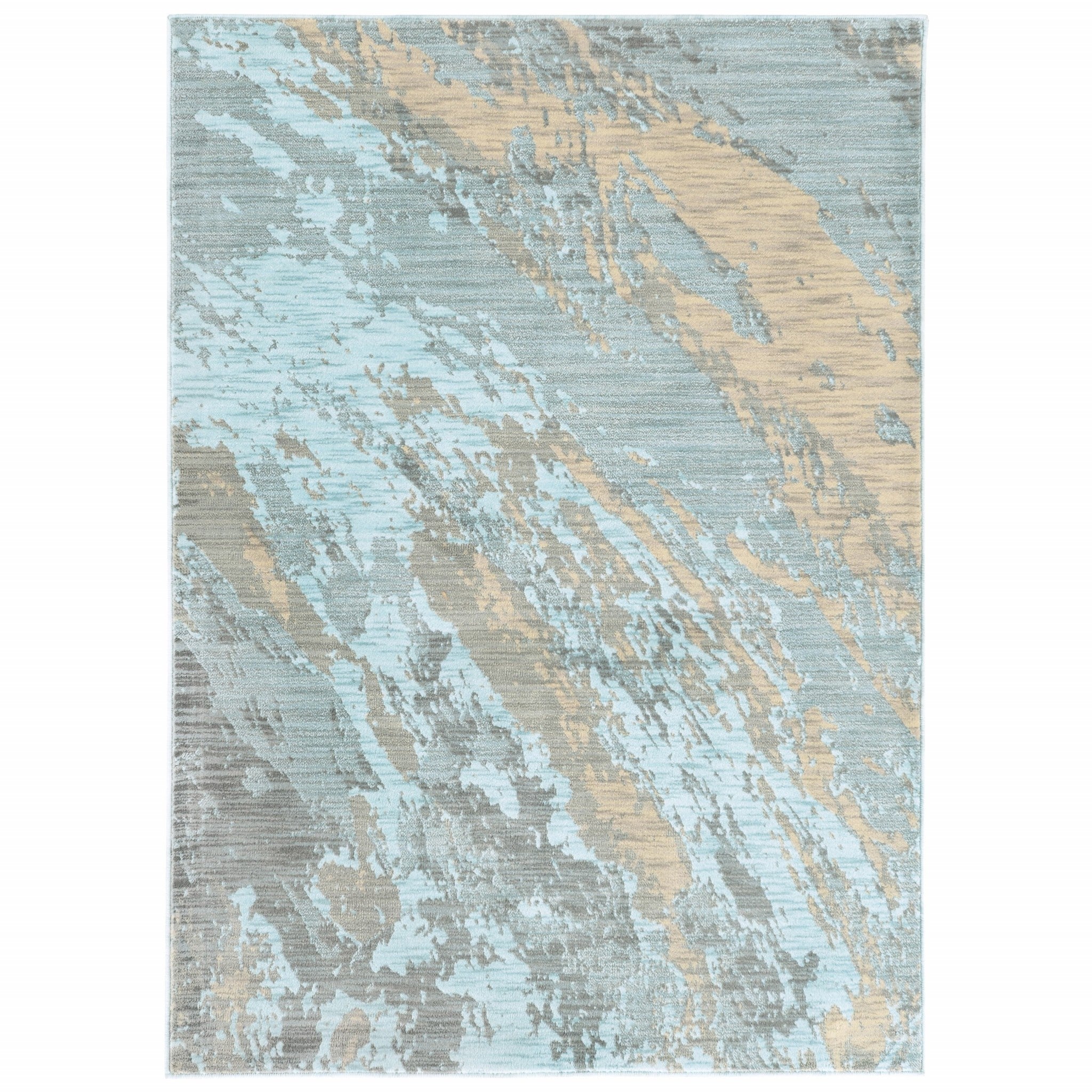 2鈥橷3鈥 Blue And Gray Abstract Impasto Scatter Rug 2鈥橷3鈥 Blue And Gray