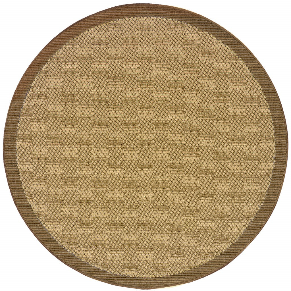 8鈥 Round Beige And Brown Plain Indoor Outdoor Area Rug 8鈥 Round Beige And