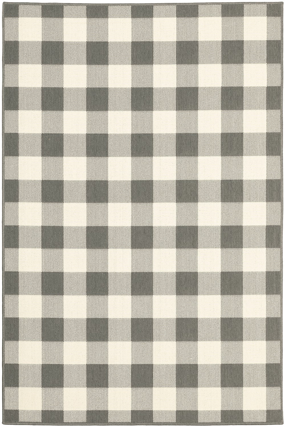 9鈥橷13鈥 Gray And Ivory Gingham Indoor Outdoor Area Rug 9鈥橷13鈥 Gray And Ivory