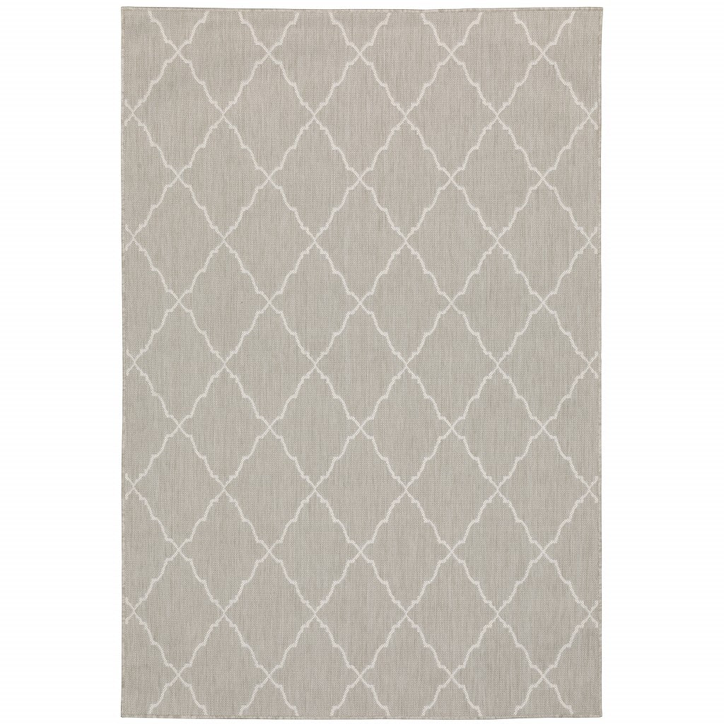 3鈥橷5鈥 Gray And Ivory Trellis Indoor Outdoor Area Rug 3鈥橷5鈥 Gray And Ivory