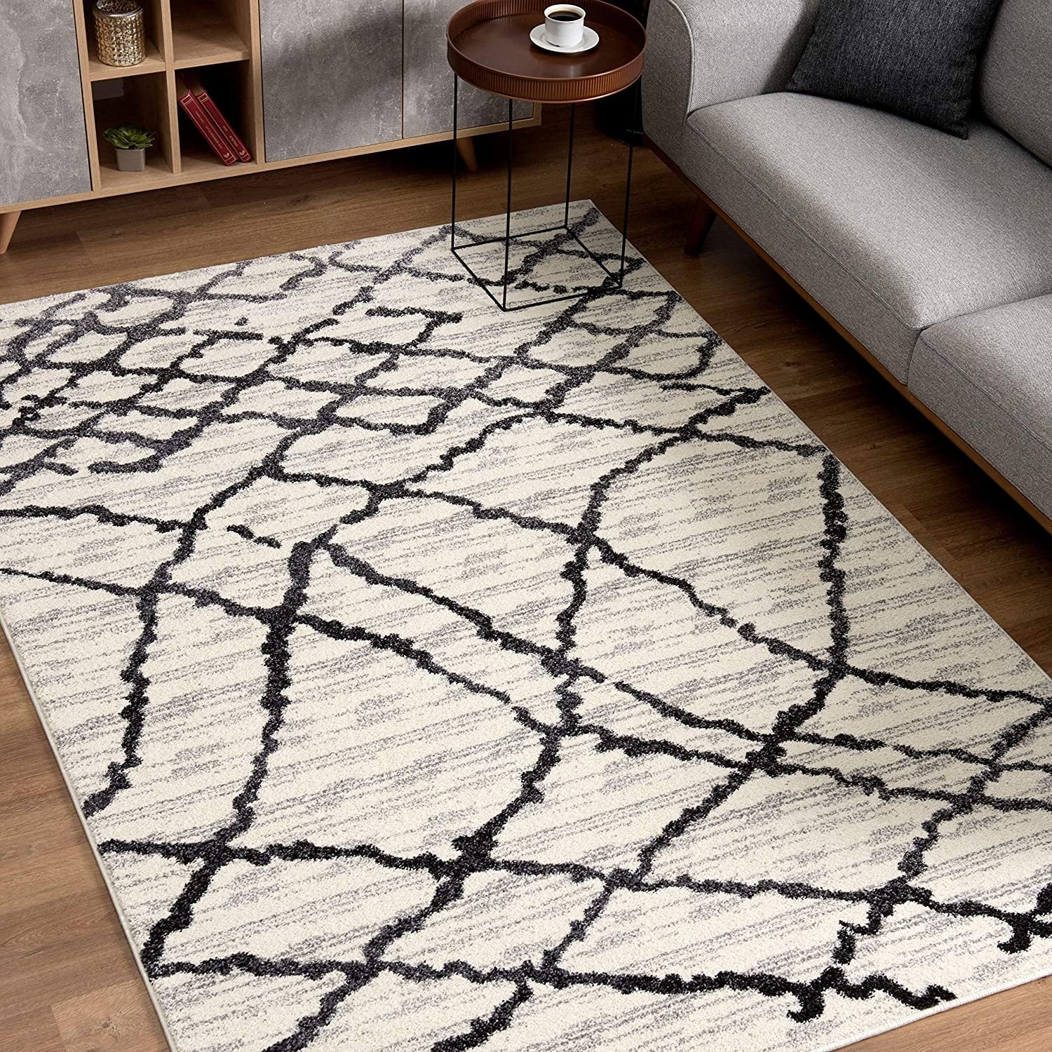 8鈥 X 11鈥 Gray And Black Modern Abstract Area Rug 8鈥 X 11鈥 Gray And Black