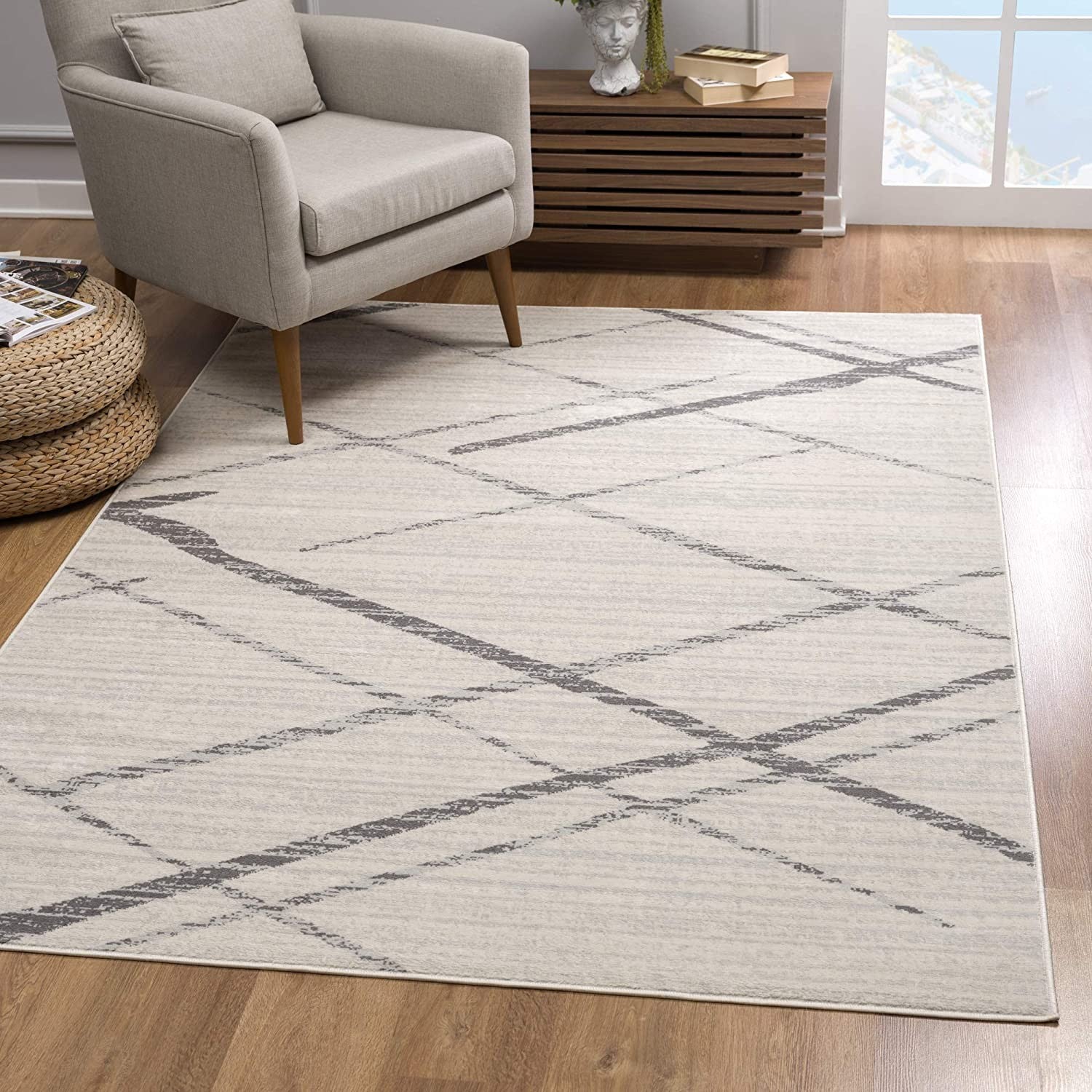 4鈥 X 6鈥 Gray Modern Abstract Pattern Area Rug 4鈥 X 6鈥 Gray Modern Abstract