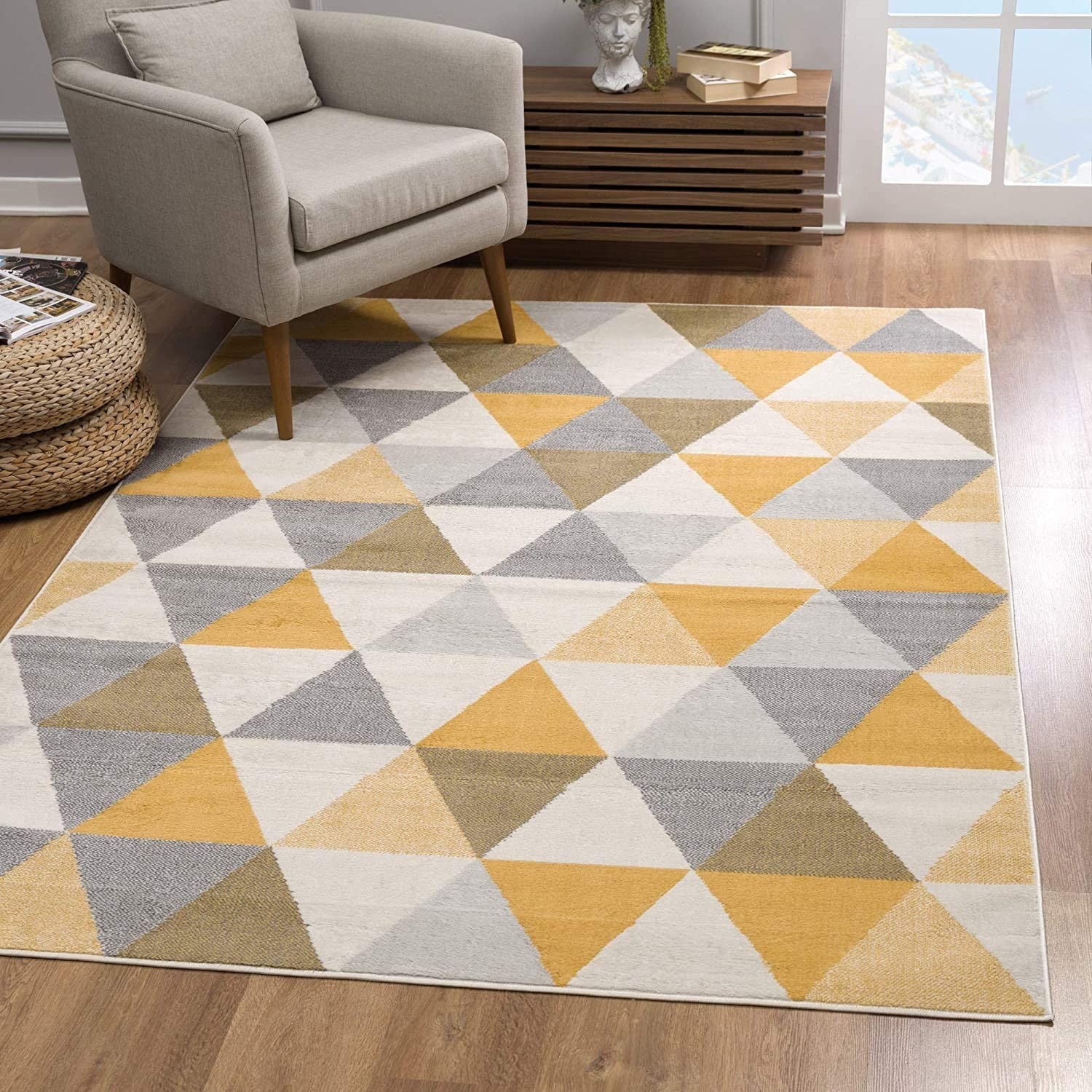 7鈥 X 10鈥 Yellow Triangular Lattice Area Rug 7鈥 X 10鈥 Yellow Triangular