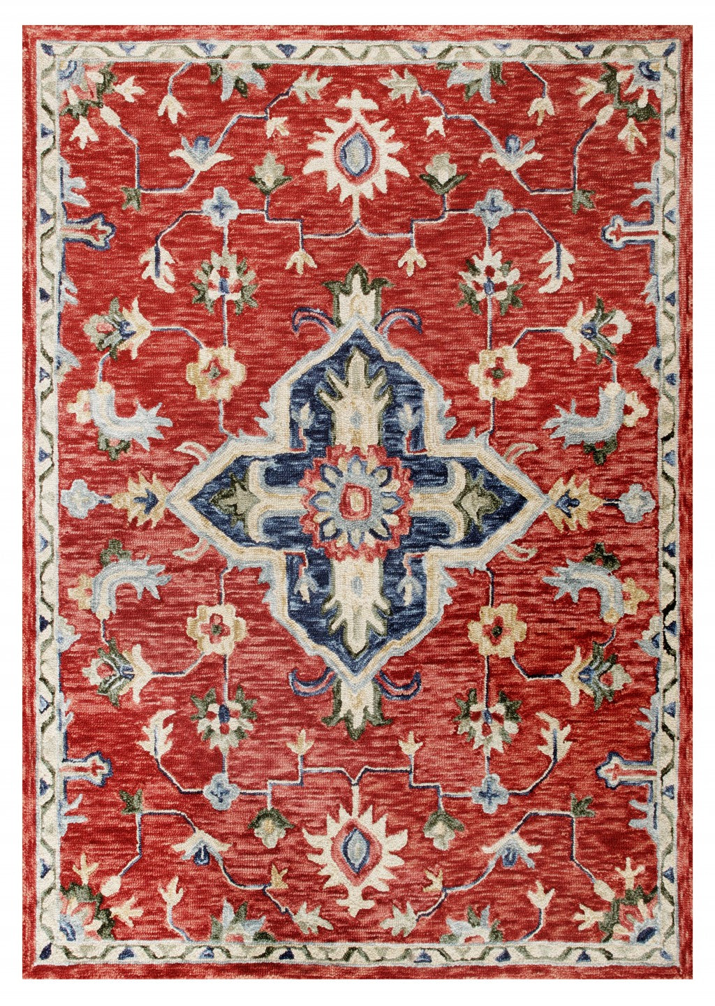 5鈥 X 7鈥 Red And Blue Floral Medallion Area Rug 5鈥 X 7鈥 Red And Blue Floral