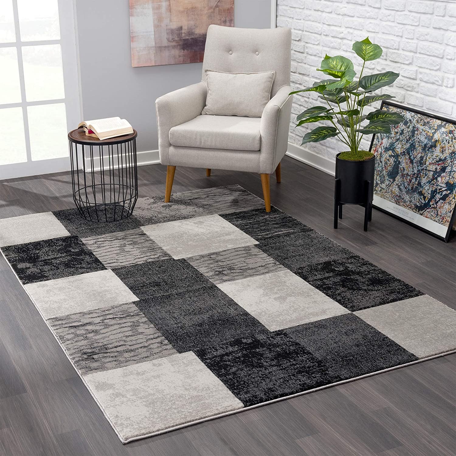 7鈥 X 9鈥 Gray Geometric Blocks Area Rug 7鈥 X 9鈥 Gray Geometric Blocks Area